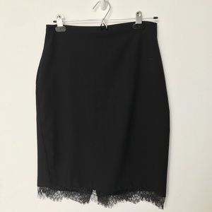 Black Forever 21 pencil skirt with lace trim - S